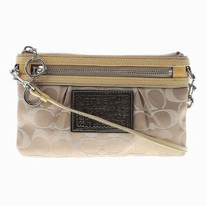4/$100 Coach Heart Poppy Gold Cream Off White Allover Logo Mini Crossbody Clutch